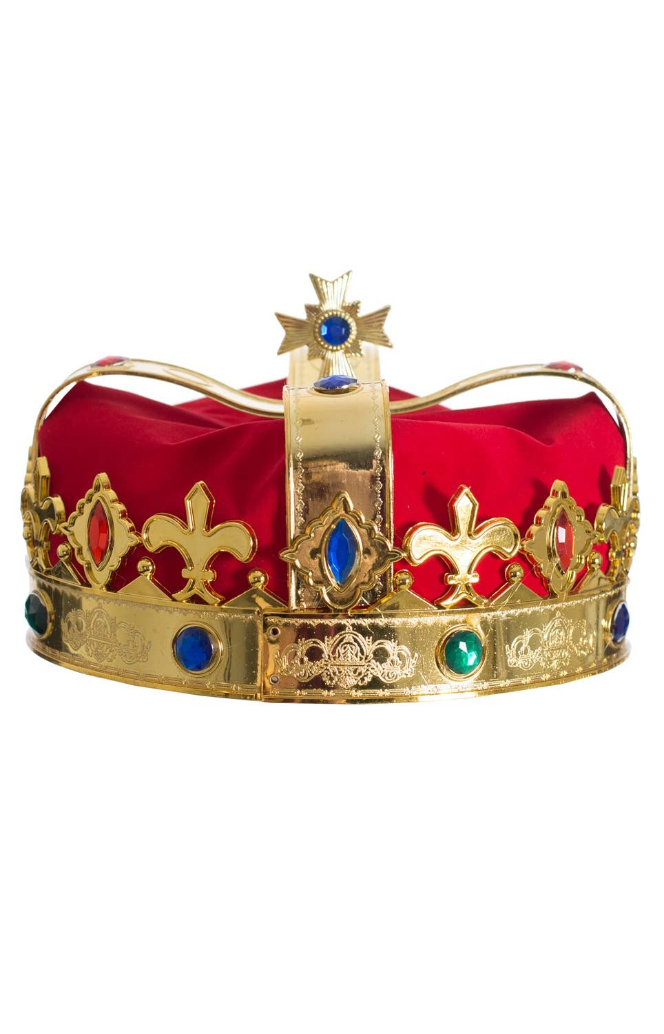 Image of Royal Gold And Red Kids Padded Costume Crown With Jewels