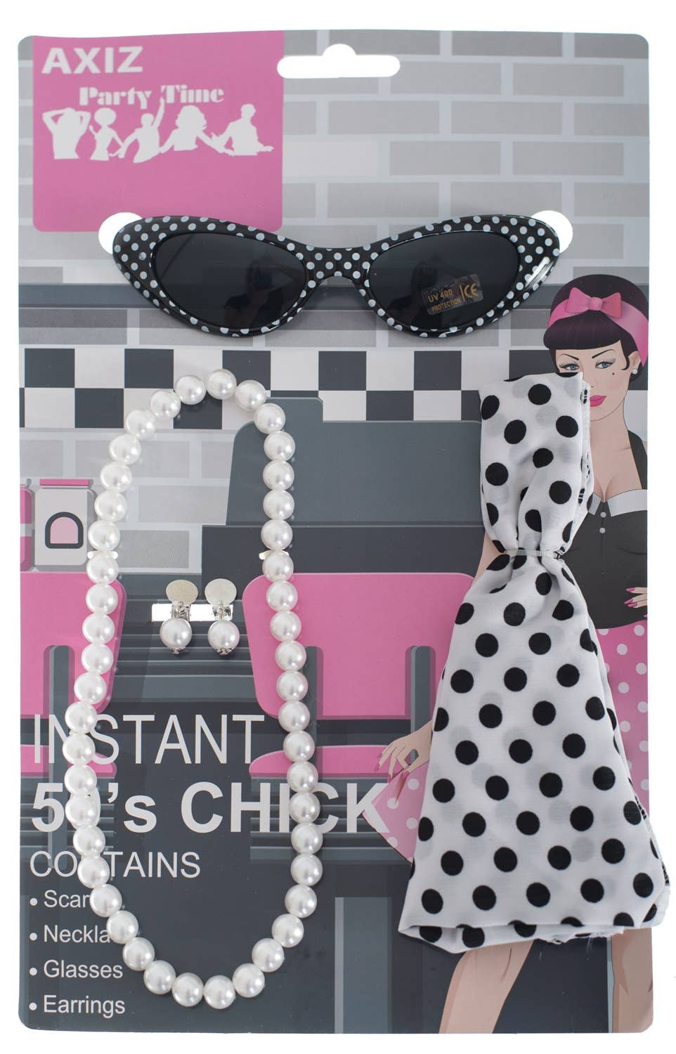 Retro 1950's Polka Dot Rockabilly Costume Accessory Set