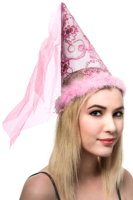 Pink Fairy Tale Princess Cone Hat Costume Accessory