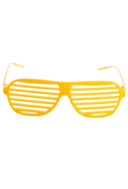 80s Fashion Yellow Shutter Shades Novelty Accessory Main Image