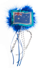 Australia Day Fluffy Badge with Flag in Australian Flag