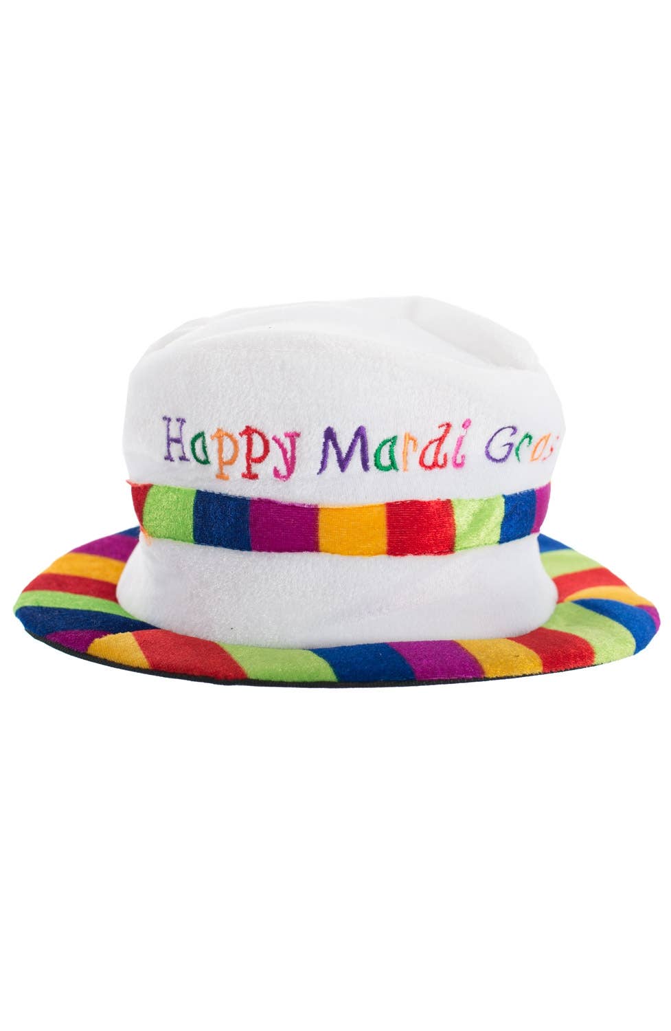 Rainbow Velvet Happy Mardi Gras Costume Hat for Adult's