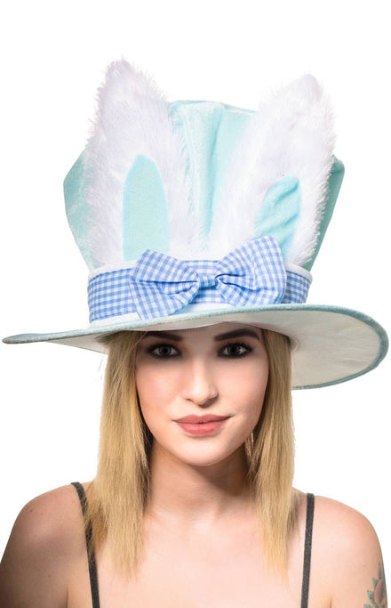 Plush Blue Easter Bunny Top Hat Costume Accessory Image 1 