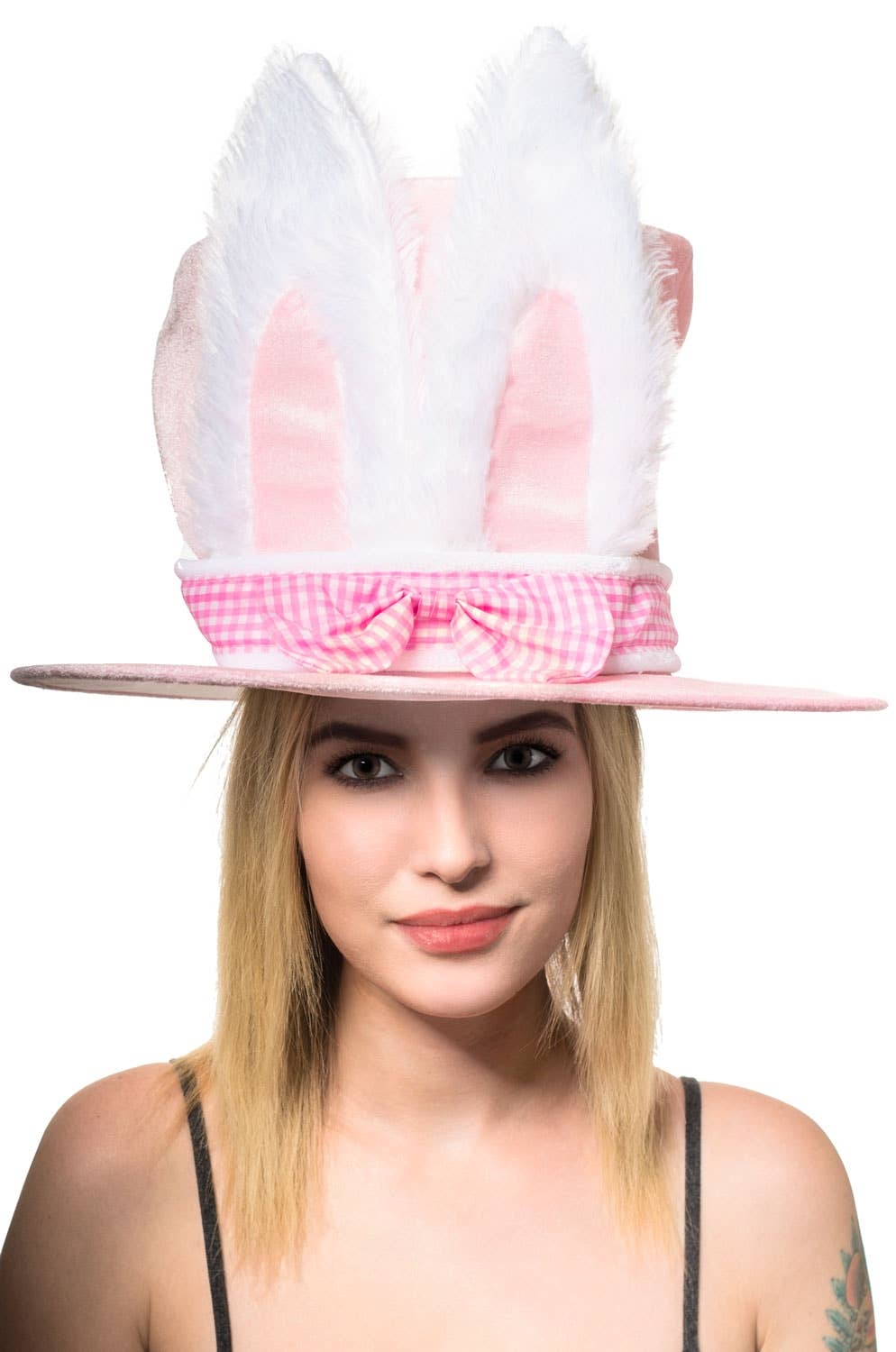 Pink Easter Bunny Plush Top Hat Costume Accessory Image 1 