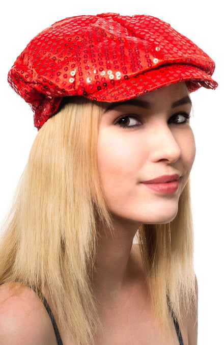 Red Sequined 70's Retro Costume Cap Main Image