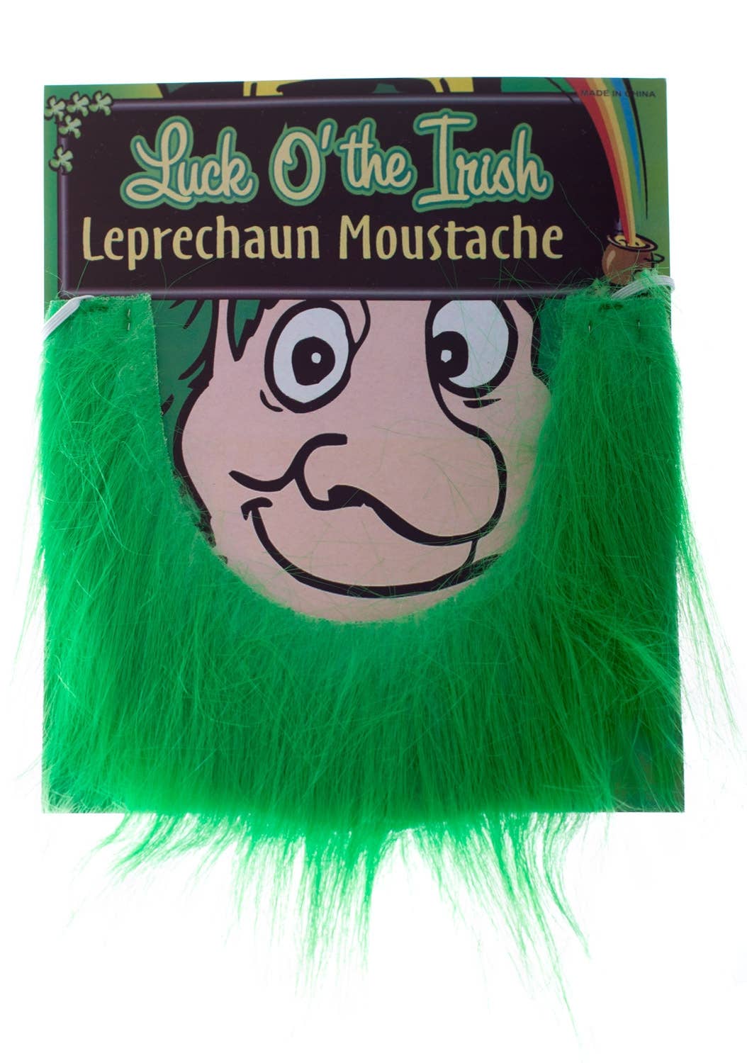 Green Fluffy Leprechaun Fake Beard Moustache Costume Accessory