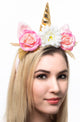 Pink Unicorn Costume Headband with Flowers Main Image