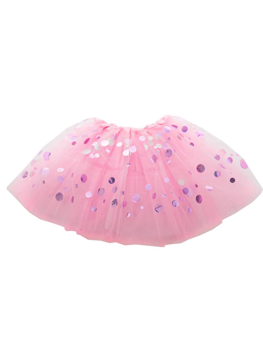 Women's Light Pink Layered Tutu with Holographic Dots