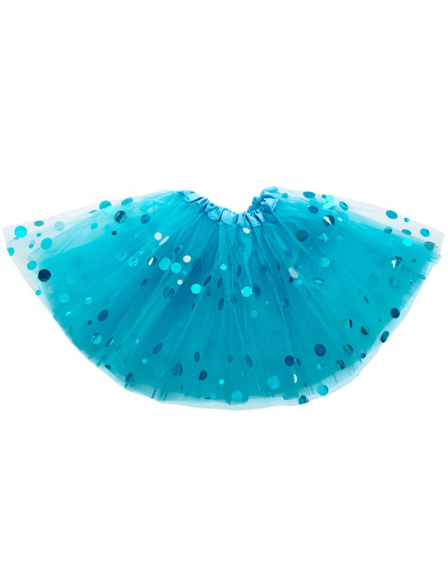 Bright Blue Women's Layered Costume Tutu with Holographic Dots