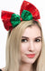 Sequined Red and Green Christmas Bow Headband