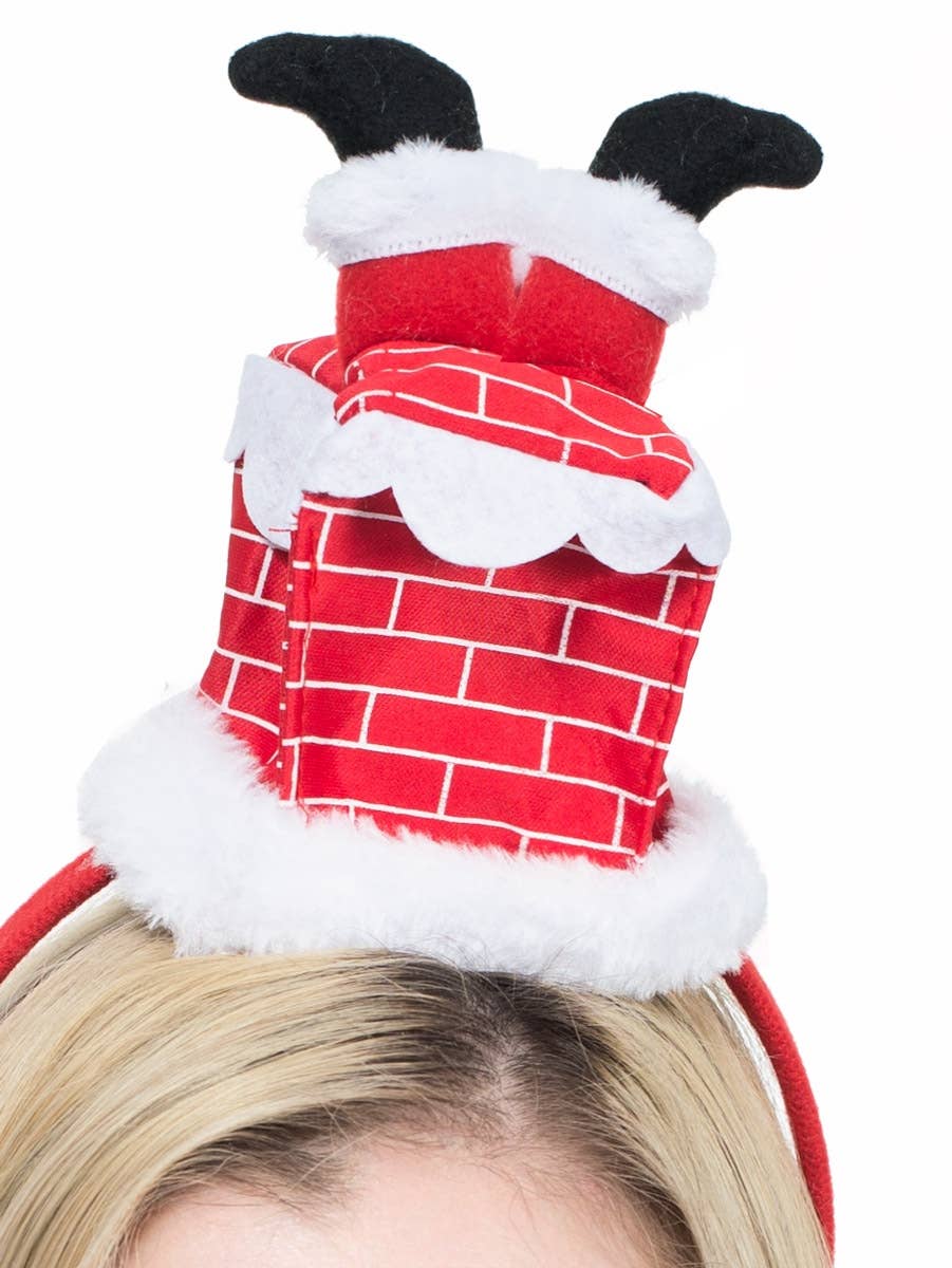 Santa Stuck In The Chimney Christmas Headband Close Image