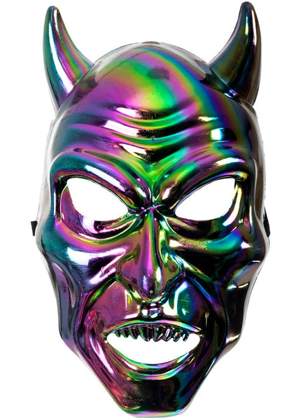 Metallic Rainbow Chrome Devil Costume Mask