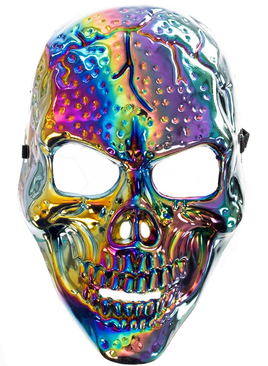 Rainbow Chrome Embossed Skull Costume Mask