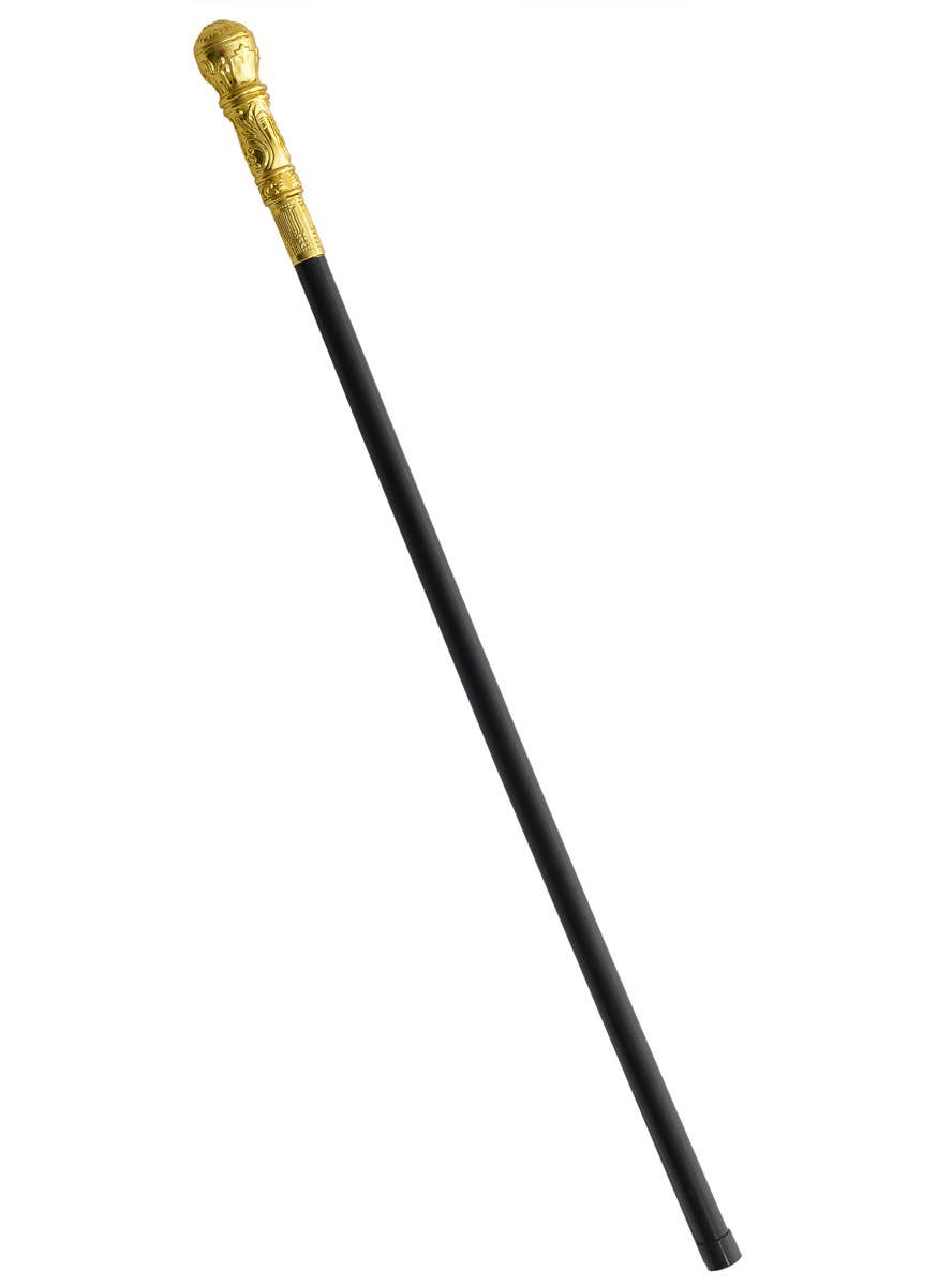 Long Black Costume Cane with Gold Top