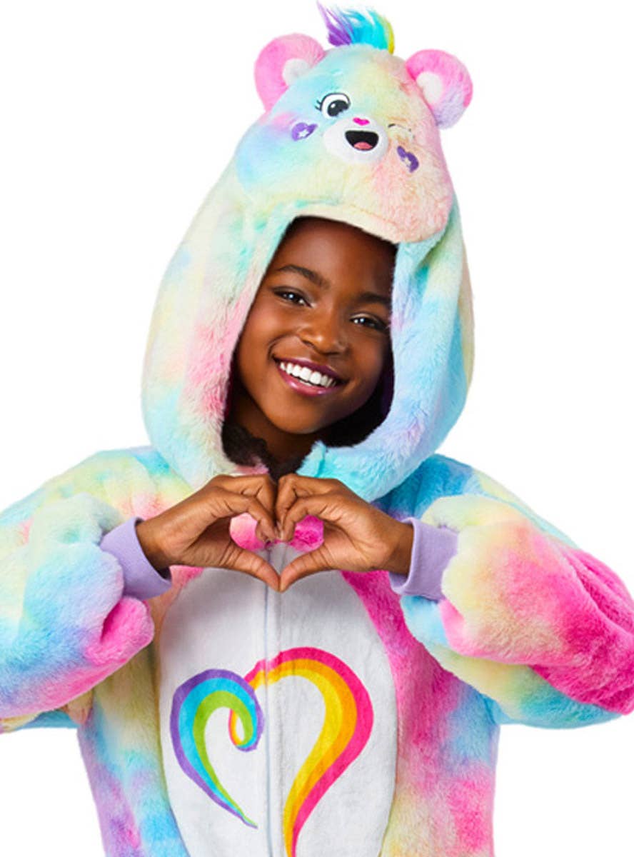 Image of Care Bears Rainbow Togetherness Kids Onesie Costume - Close Image 2