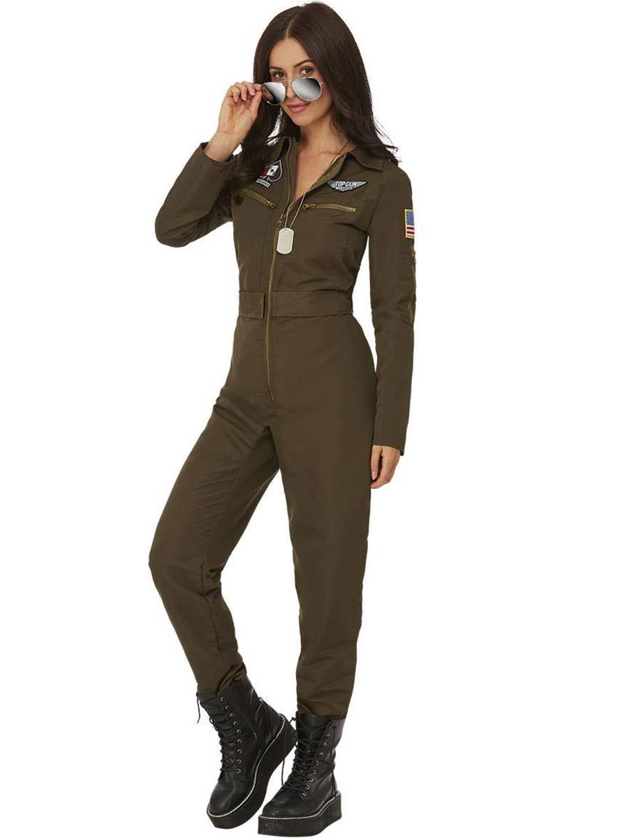 Image of Top Gun Maverick Aviator Jumpsuit Women's Costume - Alternate Side View