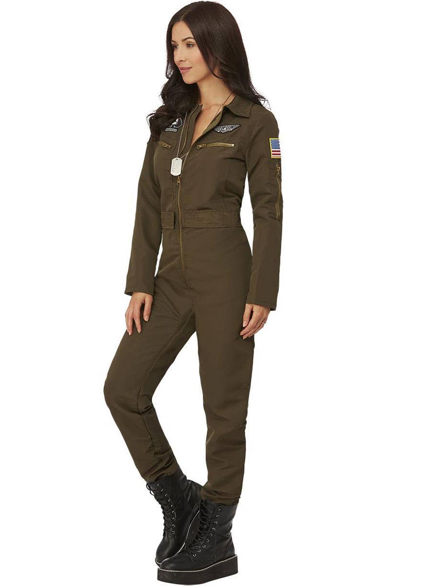 Image of Top Gun Maverick Aviator Jumpsuit Women's Costume - Side View