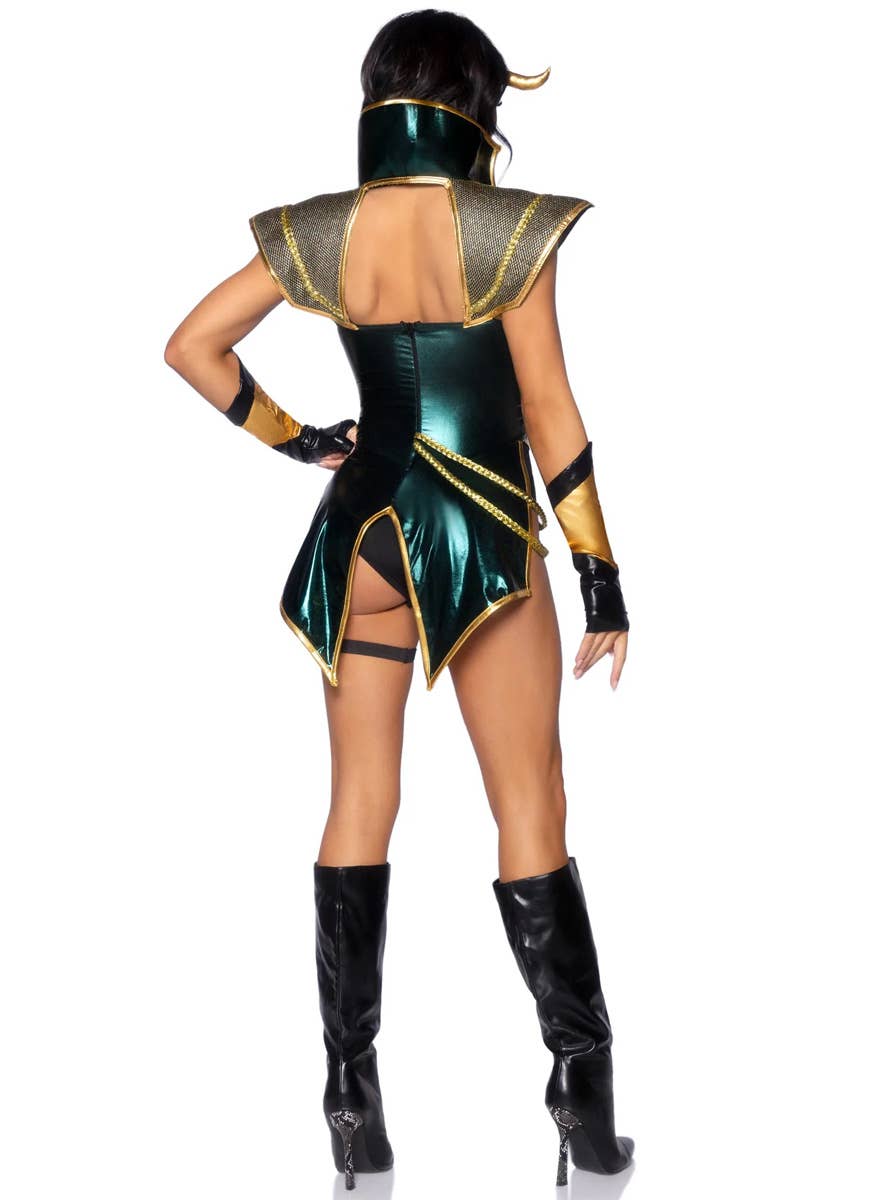 Image of Trickster Goddess Women's Sexy Loki Costume - Back View