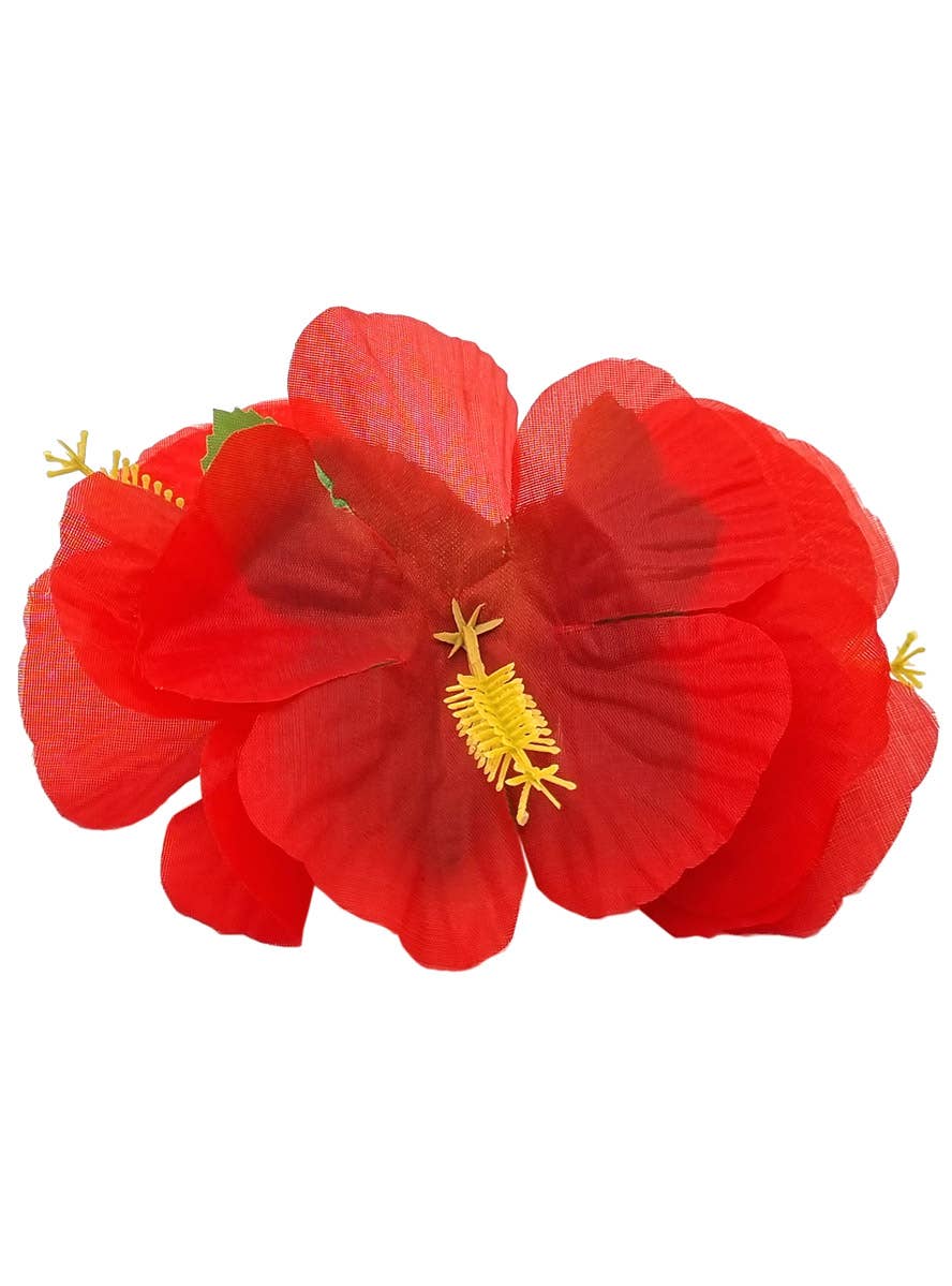Image of Hawaiian Red Hibiscus Flower Hair Clip Costume Accessory - Main Image