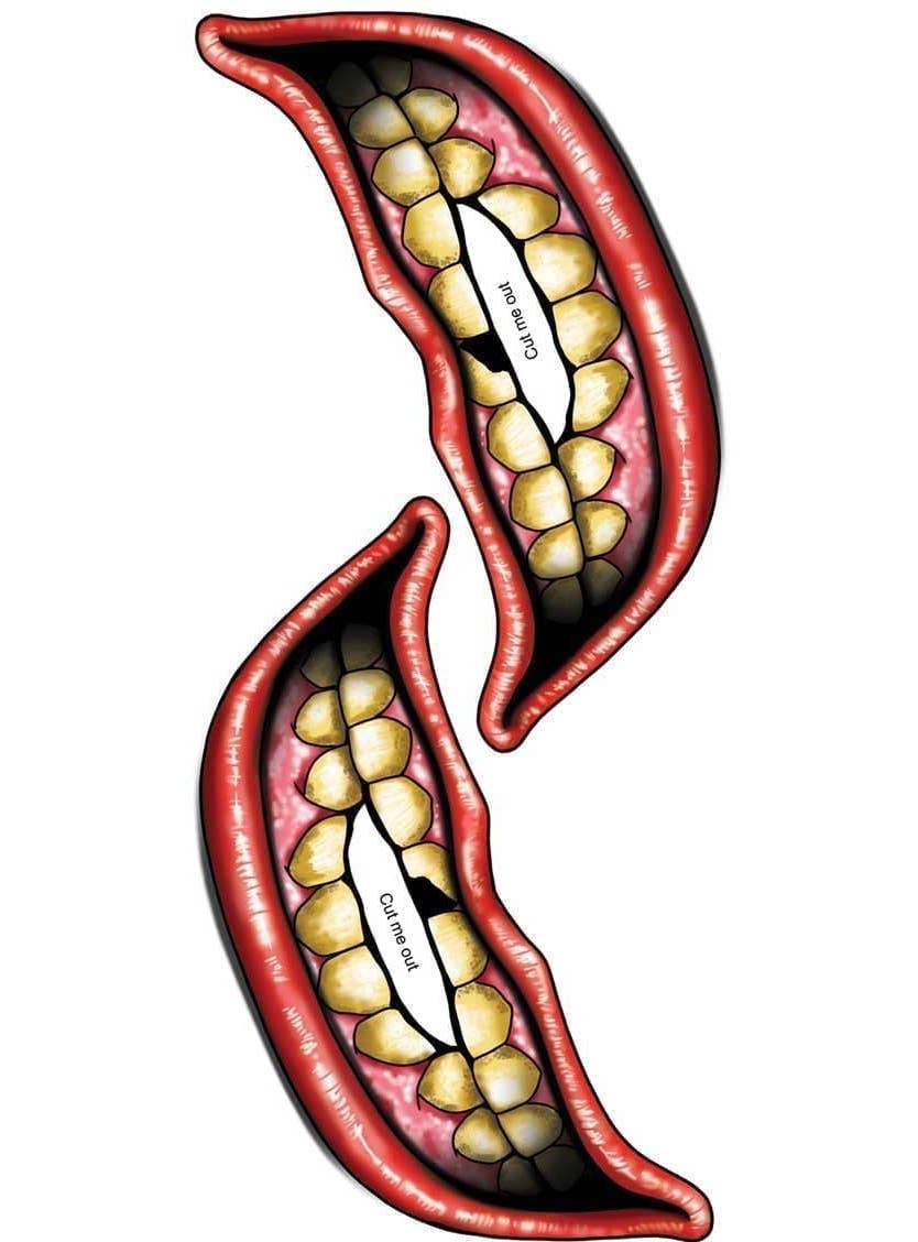 Chipped Tooth Large Big Mouth Temporary Tattoo - Alternate Image