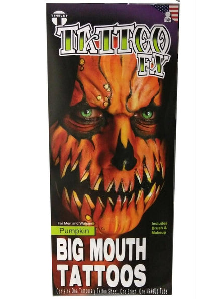 Tinsley Transfers Evil Pumpkin Grin Face Tattoo Kit with Makeup - Main Image