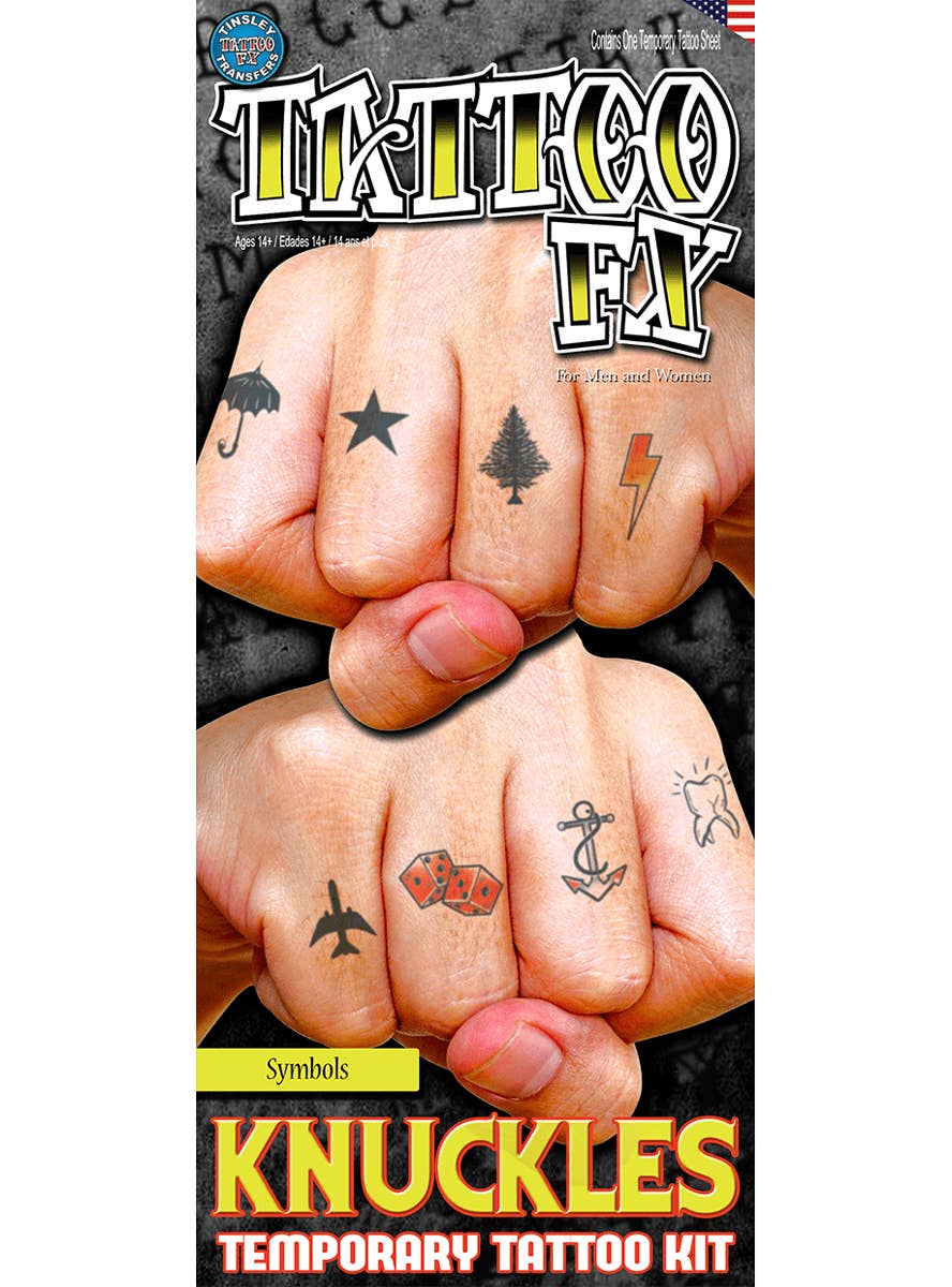 Sheet of Temporary Knuckle Symbol Tattoos - Alternate Image 1