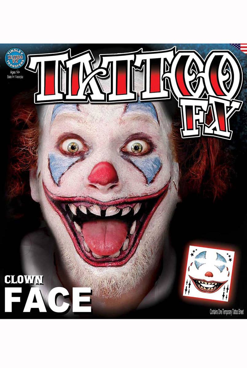 Horror Clown Temporary Tattoo Makeup Main Image