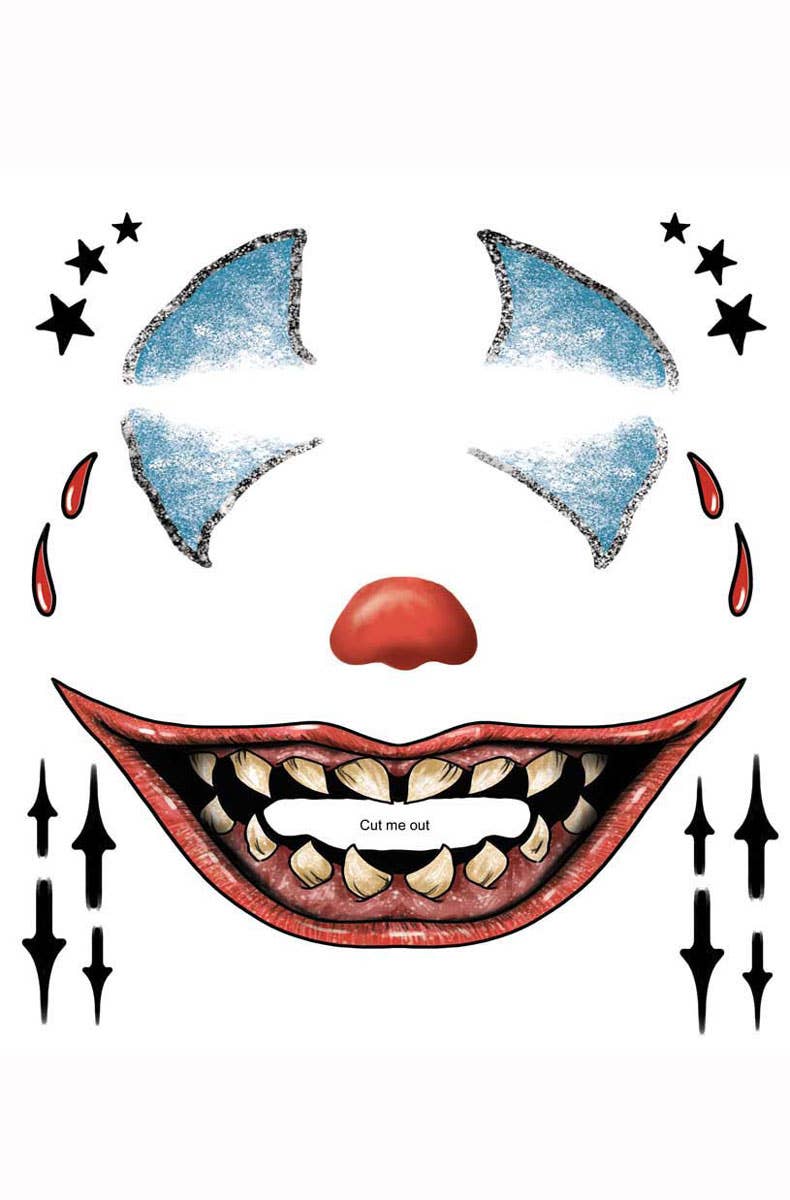 Horror Clown Temporary Tattoo Makeup Alternative Image