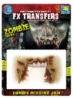 Zombie Missing Jaw 3D Transfer Halloween Wound