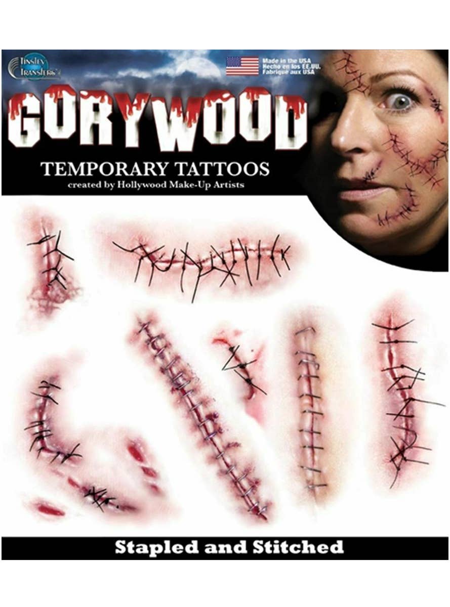 Staples and Stitches Halloween Temporary Wound Tattoos