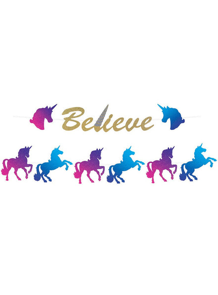 Image of Unicorn Believe Glitter Banner Decoration - Main Image