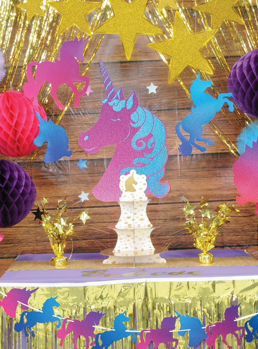 Image of Unicorn Believe Glitter Banner Decoration - Party Decorations Image