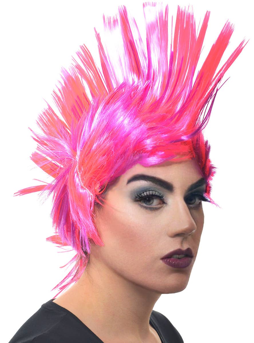 Image of Jumbo Pink and Purple Adult's Punk Mohawk Costume Wig