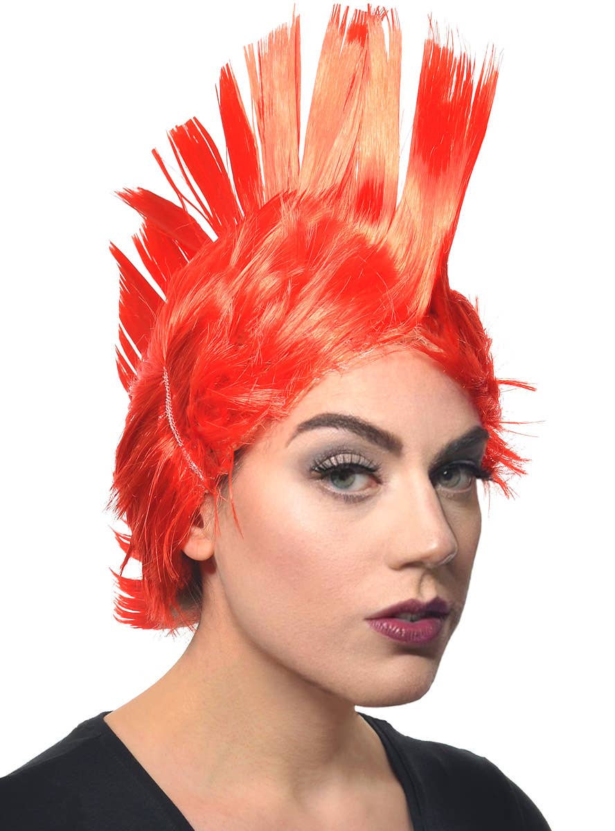 Image of Jumbo Red Adult's Punk Mohawk Costume Wig - Front View