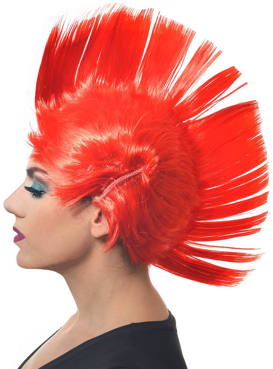 Image of Jumbo Red Adult's Punk Mohawk Costume Wig - Side View