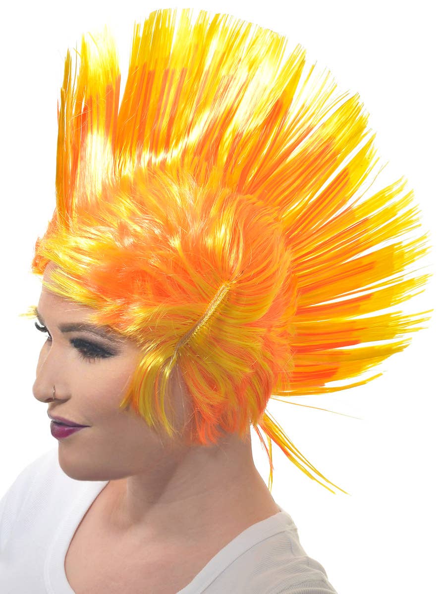 Image of Jumbo Yellow and Orange Adult's Punk Mohawk Costume Wig