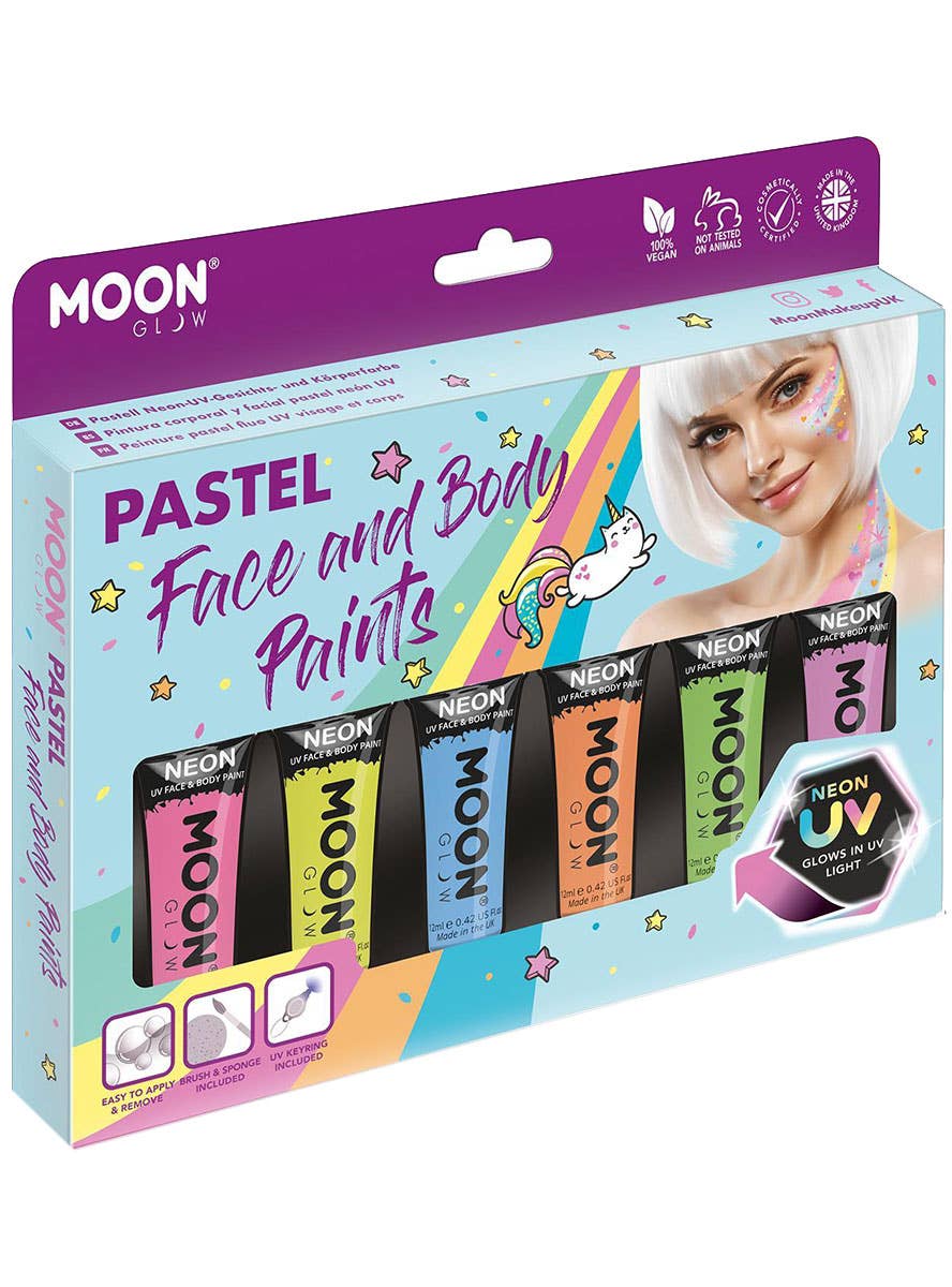 Image of Moon Glow UV Reactive 6 Pack Pastel Face Paints