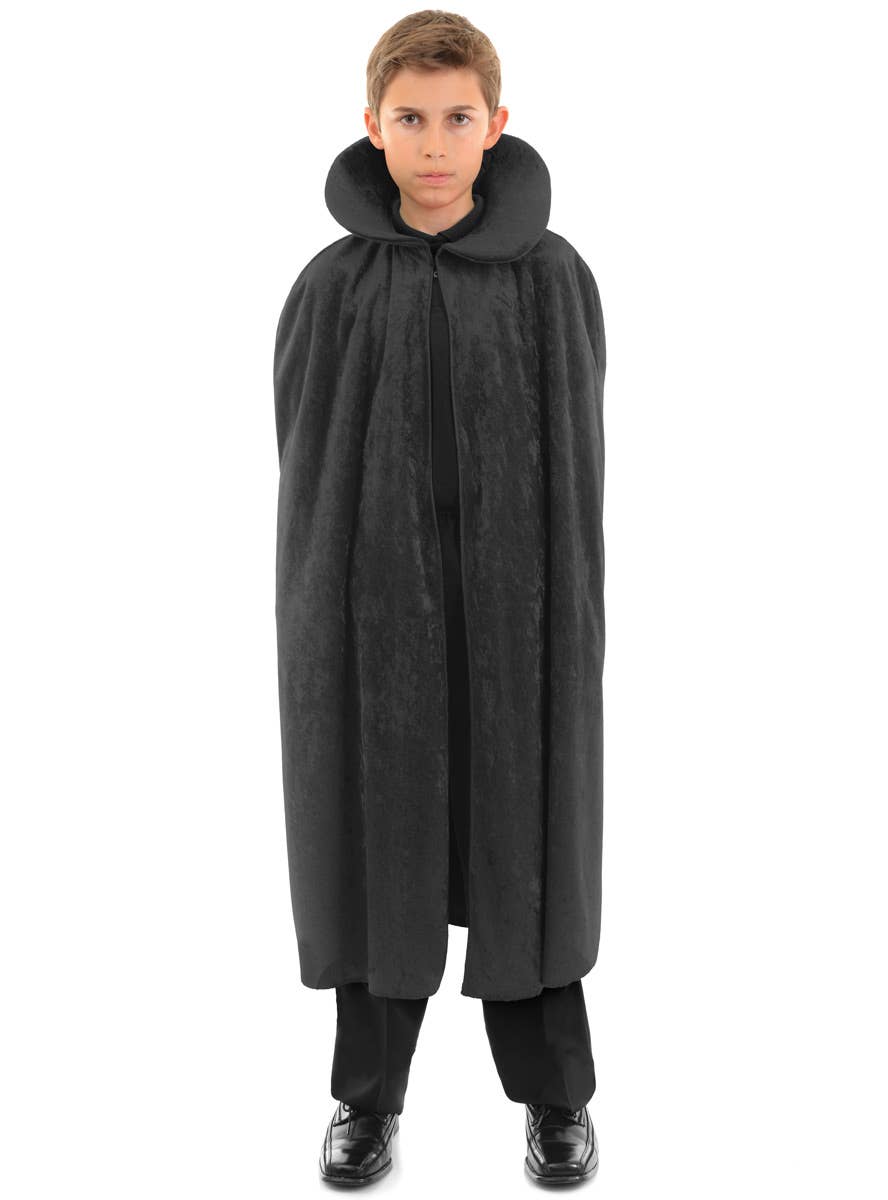 Kids Black Velvet Halloween Vampire Cape