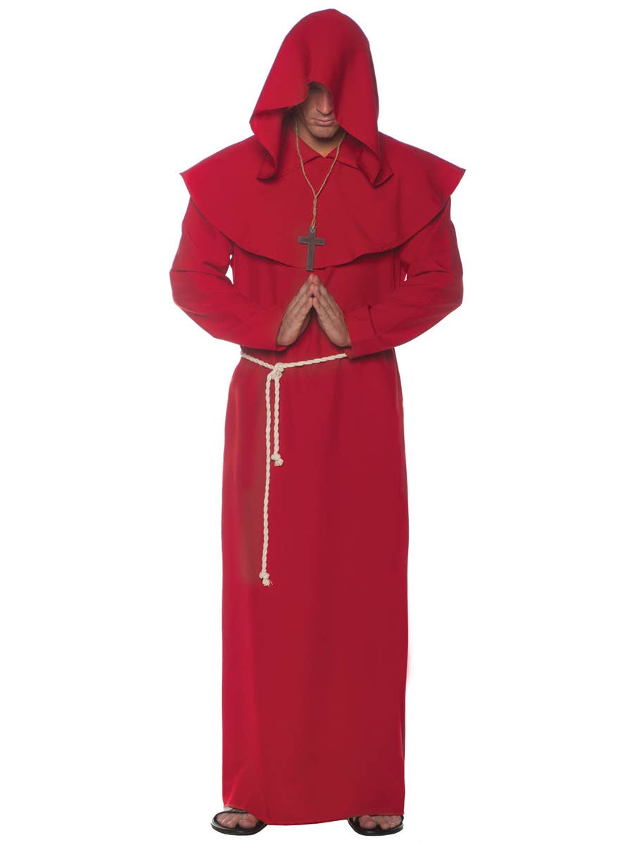 Red Hooded Robe Men's Plus Size Dress Up Costume - Main Image