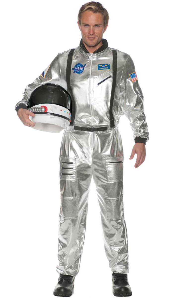 Men's Silver Plus Size Astro Space Commander NASA Costume - Main Image