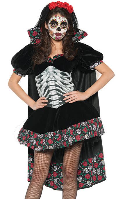 Womens Day of the Dead Mexican Senorita Costume - Close Image