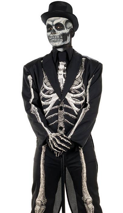 Chilling Black and White Skeleton Bones Suit Men's Halloween Costume - Alternative Image