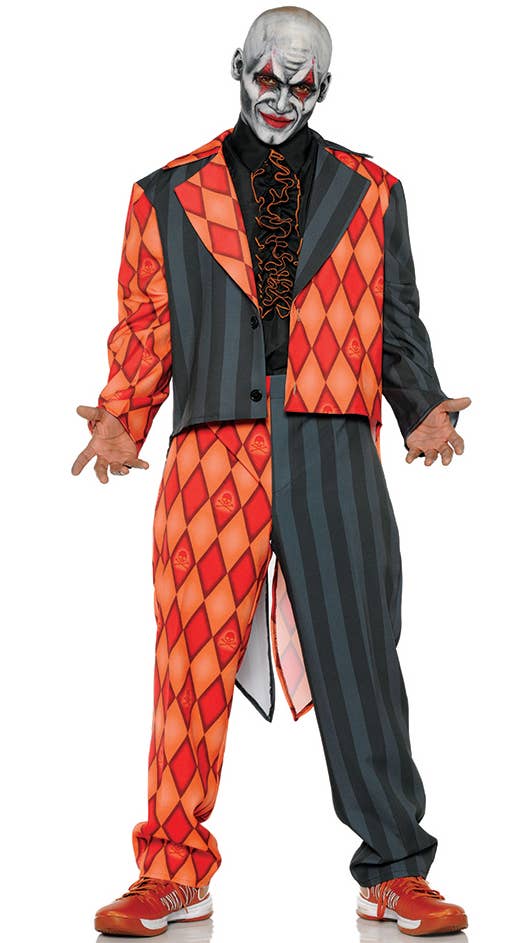 Men's Thriller Jester Halloween Clown Tuxedo Costume Main Image