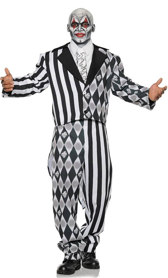 Black and White Diamond Jester Men's Plus Size Halloween Costume Main Image