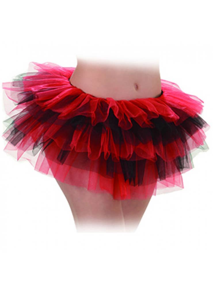 Image of Layered Red and Black Womens Mini Costume Tutu