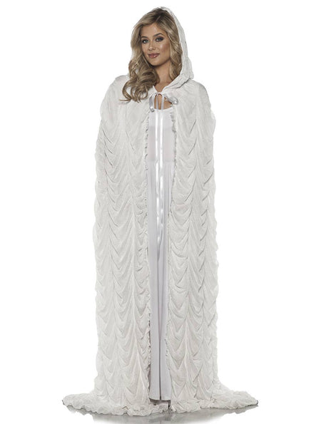 Women's Sheer White Organza Full Length Costume Cape