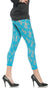 Women's Neon Blue Crop Floral Lace Leggings Fancy Dress 80s Costume Tights Leggings - Main Image