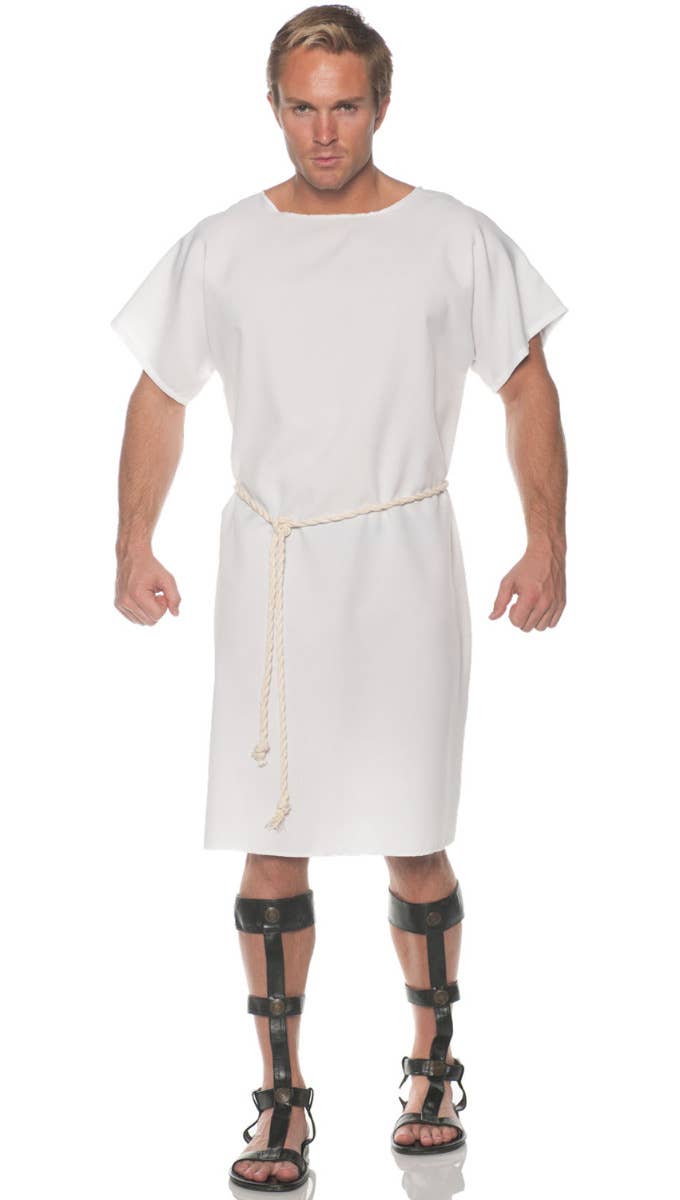 Men's Basic White Ancient Roman Toga Fancy Dress Costume - Main Image