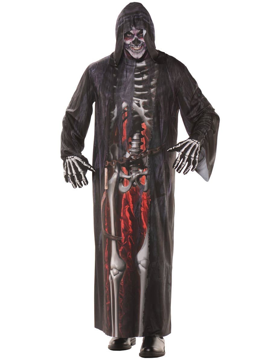 Mens Grim Reaper Photo Real Printed Halloween Costume - Main Image