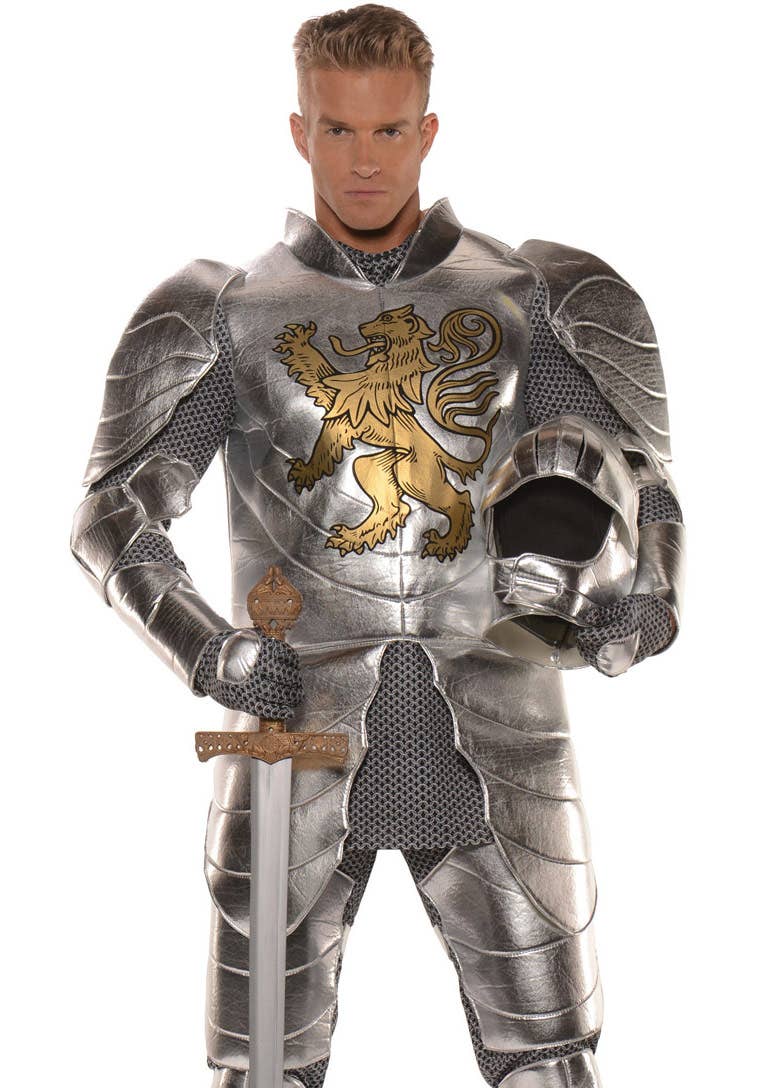 Men's Plus Size Knight In Shining Armour Medieval Costume Close Image 1